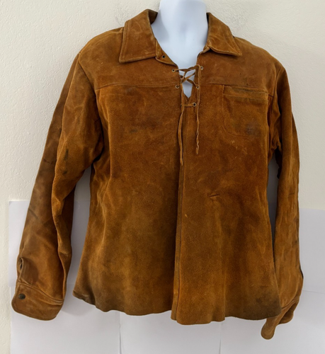 Vintage: Western Wildleder Frontier Hemd braun Schnürung Reißverschluss seitlicher Verschluss Reenactment - Bild 3 von 24