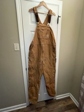 Carhartt Duck Bib Overalls Insulated 44x34 Vintage Lined