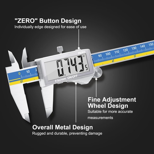 Digital Caliper, Stainless Steel Vernier Caliper Digital, Micrometer Calipers... - Picture 3 of 7