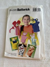 Butterick B4209, Hand Puppets, Bear, Pig, Cat, Dog, Monkey, Mouse, Bunny Pattern