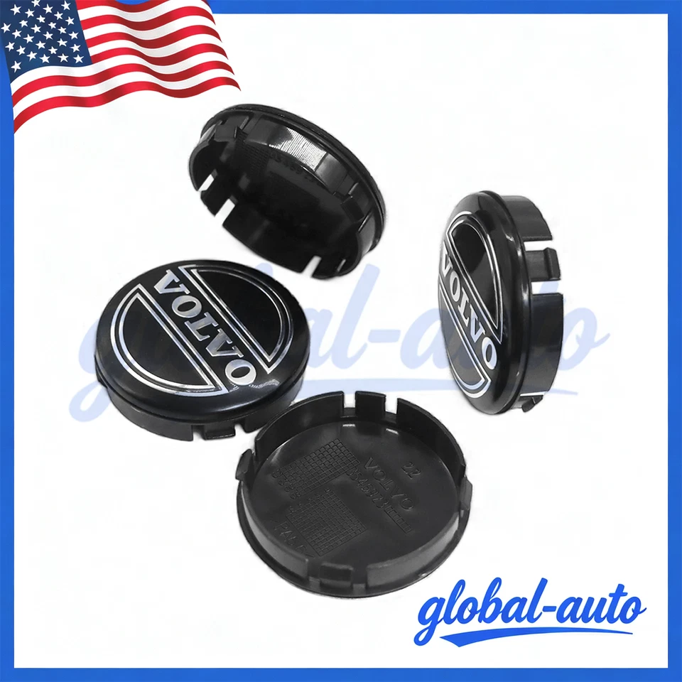 4Pcs For VOLVO Center Wheel Hub Caps Cover Black Silver Logo Rims 3546923 Foto 4 de 4
