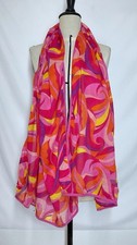 STUNNING women s Vibrant Abstract Multicoloured Silk Scarf 79"/26" EX.COND