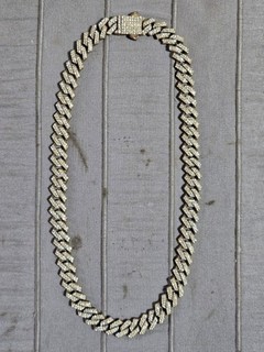 catena maglia cubana bling diamanti finti gioielli collana rame