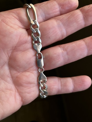 Large Sterling Silver Figaro Chain Link 30” Unisex 63 Grams 925 Italy Han L@@k! - Picture 8 of 9