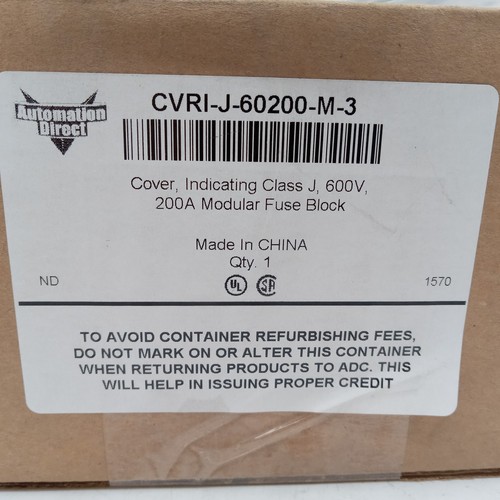 Caja de 3 cubiertas de bloque de fusibles Automation Direct CVRI-J-60200-M - Imagen 2 de 3