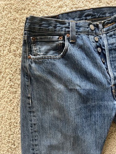 Original LEVI's 501 Button Fly Denim Jeans W 31'x L 30" (distressed) - Bild 5 von 11