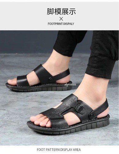 Sandali da spiaggia casual da uomo alla moda strato superiore ciabatte in pelle di mucca scarpe estive - Foto 2 di 16