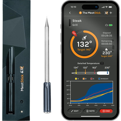 Meatstick 4X Wireless Meat Thermometer for Grilling and Smoking, Bluetooth Tempe