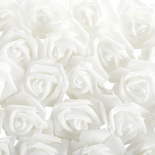 100 Pack White Artificial Flowers, Bulk Stemless Fake Foam Roses, 3 in - Picture 8 of 11