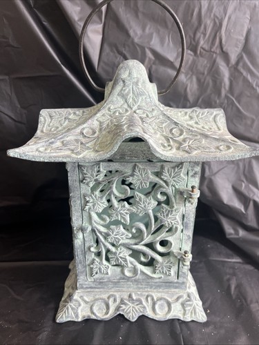 Vintage PartyLite Pagoda Floral Candle Holder Cast Iron Lantern