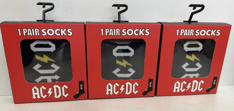 全新 AC/DC 礼品盒 袜子 - 男女通用 尺寸 7-12 - 全新带盒 - 准备赠送 3 PR — 第 2/3 张图片