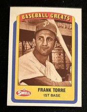1990 Swell Baseball Greats Frank Torre Card #74 Braves Phillies 1B VG O/C