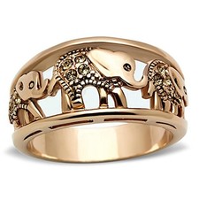 Rose Gold Ring Trio Elephant Citrine Yellow Steel Band Detail