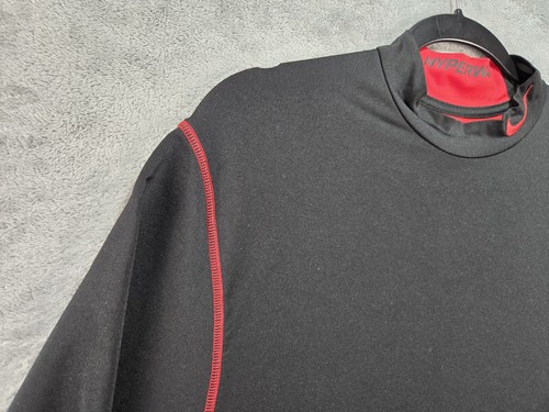 Nike Pro Combat Hyperwarm Shirt Herren XL Schwarz Rot Dri-Fit Fitted Langarm Gym - Bild 3 von 24
