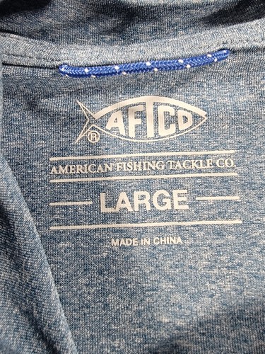 Aftco Hooded Shirt Mens Large Blue Hoodie Performance Fishing Long Sleeve Aftech - Picture 5 of 11