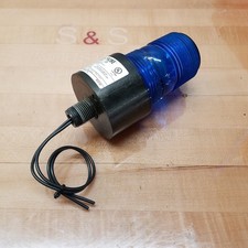 Tomar Microstrobe 495S-120-B Blue Beacon Light, AC Power, Male Thread Mount