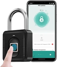 AICase Fingerprint Padlock Waterproof, Lock Smart Padlock, Model 1, Black 