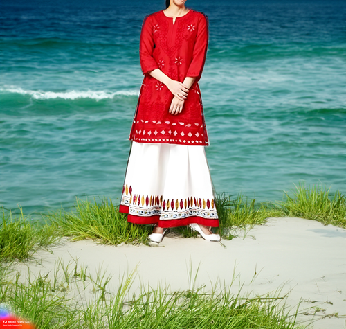 Indian Women Kurta Cotton Embroidery Ladies Kurti Chikankari Dress Readymade Top