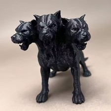Gothic Three-Headed Dog Statue Ornaments, Scary Black Design, Halloween AE