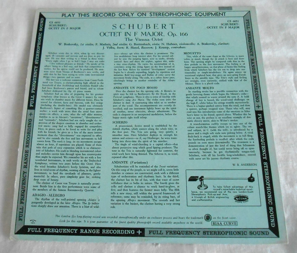 THE VIENNA OCTET Schubert: Octet Op. 166 LP London CS 6051 2E/3E BB ED1 - Image 2 of 4
