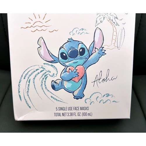 Disney Stitch Collagen Face Mask 5 Pack Fresh Coconut Scented Skin Care Gift - Picture 2 of 3