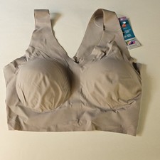 Hanes Womens Invisible Embrace Pullover Bralette Moisture Wicking Size XL Beige