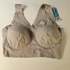 Hanes Womens Invisible Embrace Pullover Bralette Moisture Wicking Size XL Beige