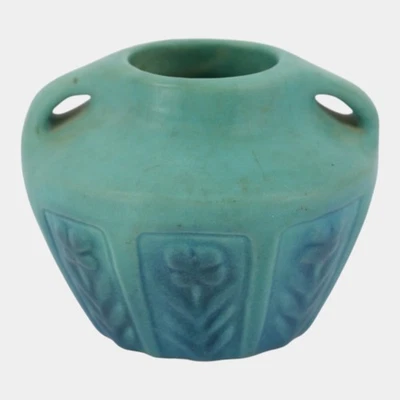 Van Briggle 1930s Vintage Arts And Crafts Pottery Blue Ceramic Flower Vase 522 - Image 1 of 4