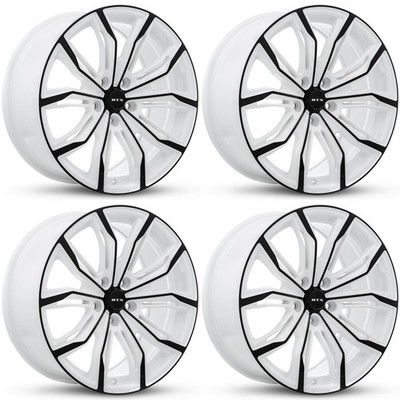 Set of 4 18'' White Black Alloy Wheels Rims for Dodge 5x114.3 F3ET Aftermarket 5L