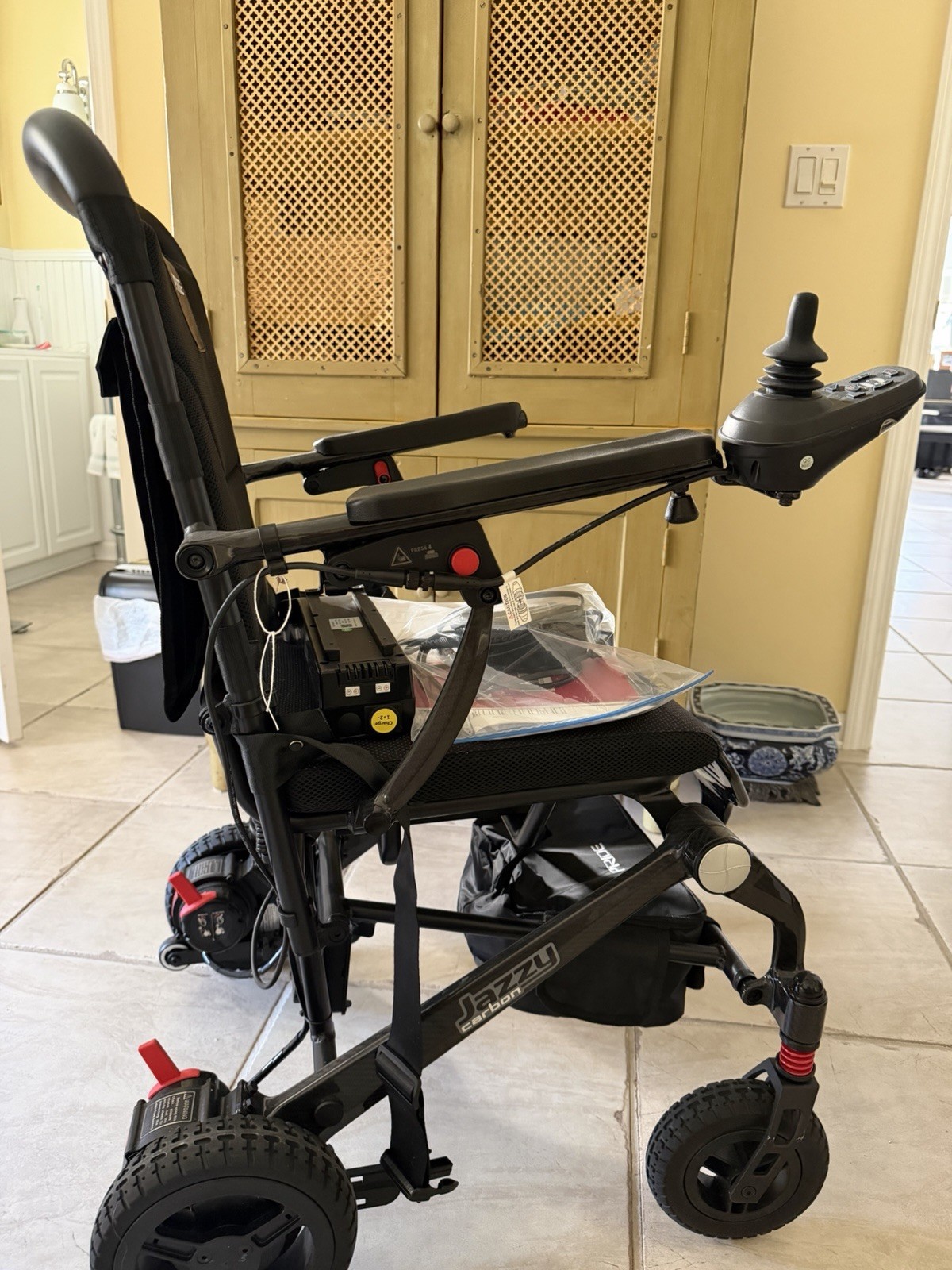 Pride Jazzy Carbon Electric Foldable Power Wheelchair Black Carbon Fiber