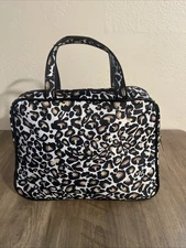 Modella Women’s Makeup Cosmetic Travel Leopard Travel Bag Black & Brown Used