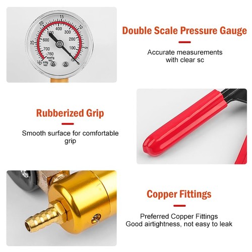 2 in 1 Brake Bleeder Kit with Hand Vacuum Pump with Gauge Adapters Automotive... - Picture 5 of 6