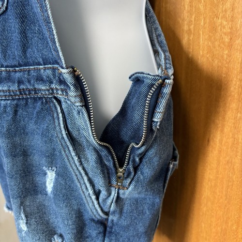 Primark Denim Co Dungarees Women's Size UK 10 Blue Denim Short Distressed Summer - Picture 7 of 19