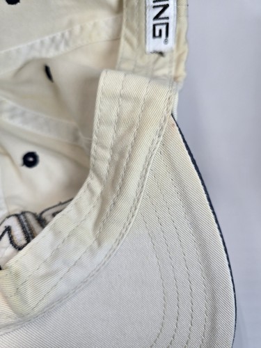 Ping Golf Hat Cap Ivory Color Adjustable Strap Back 100% Cotton - Picture 10 of 15