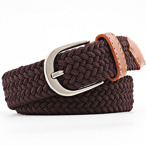 UK Women Ladies Elastic Woven Braided Belts Pin Buckle Webbing Jeans Waistband✲◮ - Picture 19 of 38