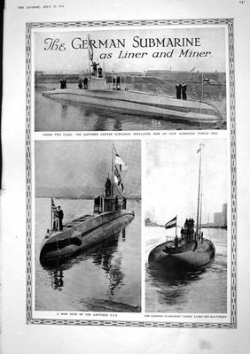 Altes 1916 Deutsches U-Boot Minenschicht Tempel Pier Baltimore Camel Corp 20.