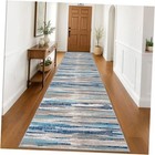 Modern Abstract Runner Rug 3x16, Blue Washable Long Kitchen Runner Non-Slip 