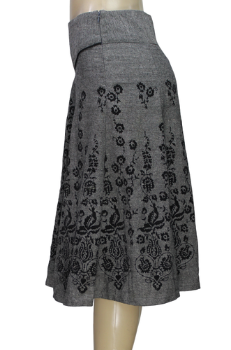 Papillon Women's A-Line Skirt Gray Floral Size L - Picture 5 of 7