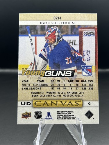 19/20 UD Series 2 - IGOR SHESTERKIN YOUNG GUNS CANVAS #C214 New York Rangers - Picture 3 of 3