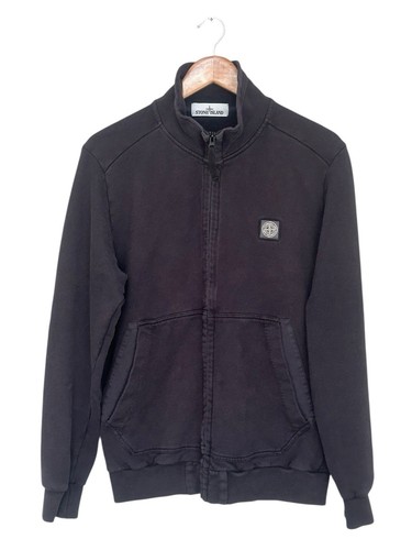 Mens Stone Island Sweatshirt Top Jacket Full Zip Black Wash Size Large Genuine - Picture 2 of 15