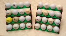 Two-16 Golf Ball Display Stands Table or Wall Mount Balls Not Incl Brown/Green