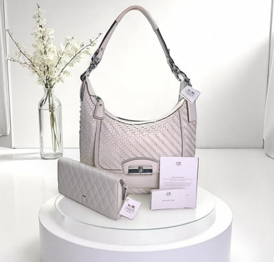 COACH Kristin Woven white shoulder/crossbody bag and wallet