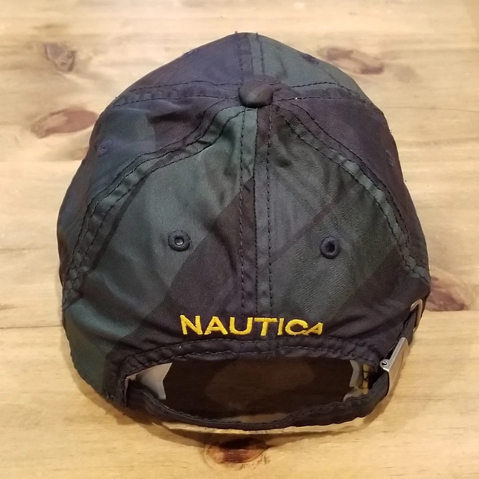 Chapéu náutico vintage alça traseira verde xadrez veleiro tamanho único pai - Imagem 3 de 4