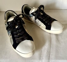 Zadig Voltaire Blue Python Print Lo Top Leather Sneakers Sz 38