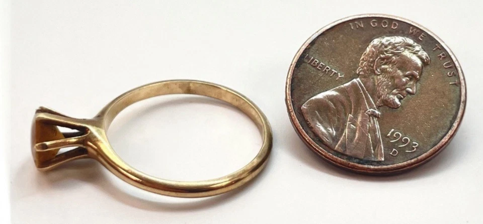 Anillo solitario de citrino vintage de oro amarillo de 10k con piedras preciosas talla 5,75  Foto 4 de 4