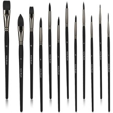 12 Pcs Face Paint Brush Set Acrylic Detail Paints Watercolor Halloween Makeup