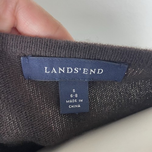 Suéter Lands' End 100 % cachemir marrón cuello redondo para mujer talla pequeña clásico suave - Imagen 4 de 7