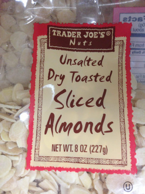 Trader Joe's Unsalted Dry Toasted Sliced Almonds 8 Ounce Bag Blanched
