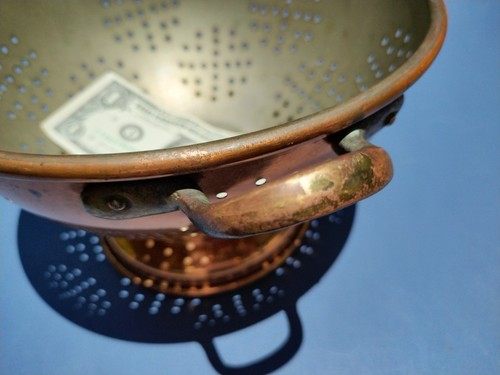 Vintage Copper Brass Colander Strainer Sieve - Benjamin & Medwin NY - Picture 11 of 14