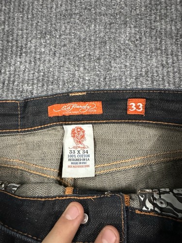 Lote de Jeans Ed Hardy Denim Y2K 2008 Para Hombres 33 X 34 Calavera Águila Bordada De Colección - Imagen 7 de 11